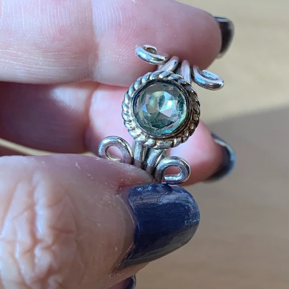VINTAGE MINT GREEN QUARTZ RING 925 Sterling Silver